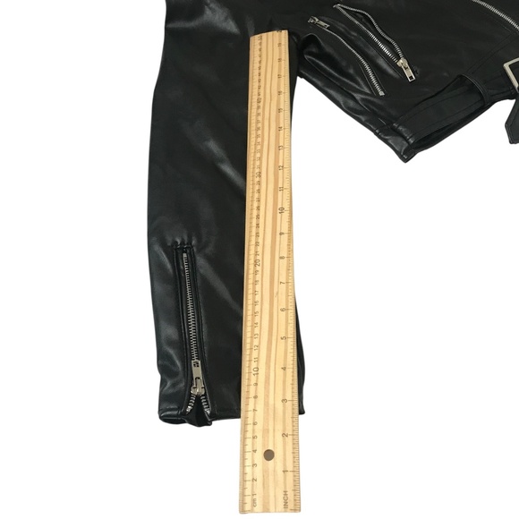 Ambiance Black Faux Leather Moto Jacket | Belted Biker Style - Picture 7 of 11